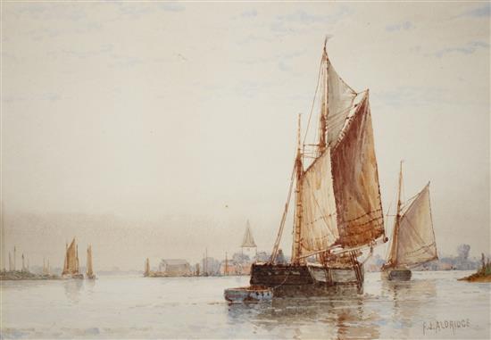 Frederick James Aldridge (1850-1933) watercolour, Bosham harbour, c.1900, signed, 22 x 31cm.
